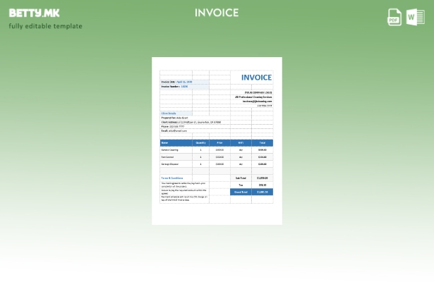 Модерен стил за комерцијално чистење Шаблон за фактура за услуга